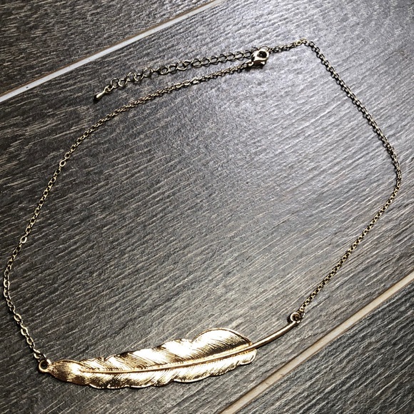 Golden Feather Quill Statement Necklace - Picture 1 of 7